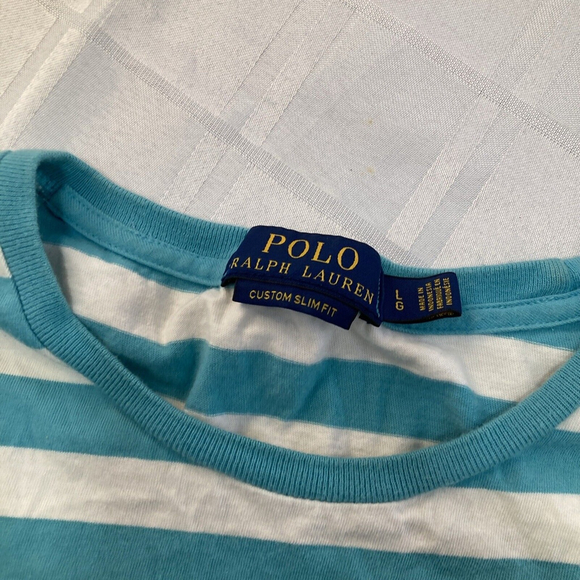 Polo Youth Ralph Lauren Stripped T-shirt Size Large Tees Short Sleeve Slim Fit - Picture 3 of 10